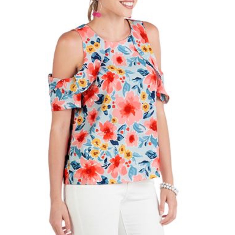 NWT Floral Cold Shoulder top Size Small - Picture 2 of 3